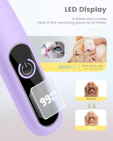 PAPMINI Dog Paw Trimmer with LED Display,35dB Ultra-Low Noise Dog Grooming Clippers,Cordless Paw Trimmers for Dog's Feet with LED Light,Type-C Rechargeable Cat Hair Trimmer for Paws, Ears, Face, Rump - Image 4