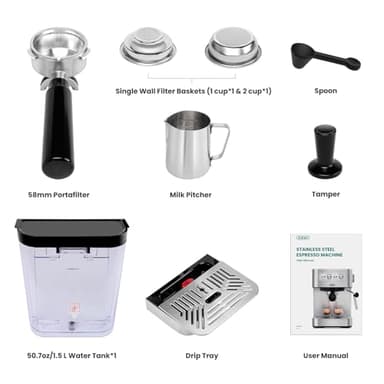 Gevi Espresso Machine 20 Bar, Coffee Machine with Milk Frother, Stainless Steel Espresso Maker for Cappuccino, Latte, Silver - Image 9