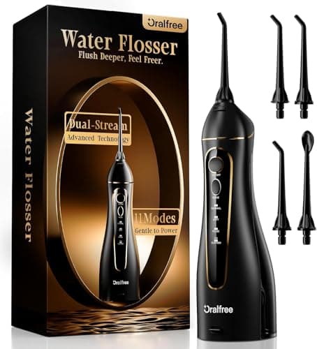 Oralfree Water Flosser Teeth Pick - Dental Cordless Portable Floss Picks Rechargeable Travel Pik Irrigation Cleaner IPX7 Waterproof Oral Irrigator Electric Flossing Machine for Home Teeth Cleaning - Image 1
