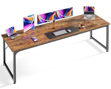 Huuger Computer Desk, 80 Inch Office Desk, Gaming Desk with Storage, Writing Desk Work Desk for Home Office, Study, Long Simple Desk, Large Legroom, Metal Frame, Rustic Brown - Image 1
