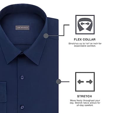 Van Heusen Men's Size FIT Dress Shirt Flex Collar Stretch Solid (Big and Tall), Blue Frost, 22" Neck 35"-36" Sleeve (5X-Large) - Image 4