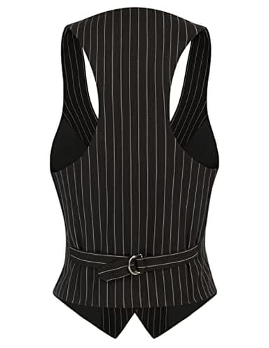 GRACE KARIN Black Vest for Women Blazer Vintage Pinstripe Vest Suit Jackets - Image 2