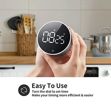 VOCOO Digital Kitchen Timer - Magnetic Countdown Countup Timer with Large LED Display Volume Adjustable, Easy for Cooking and for Seniors and Kids to Use (Space Grey) - Image 2