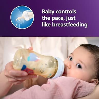 Philips Avent PPSU Natural Baby Bottles with Medium Flow Nipples (Flow 3), 9oz, with Decoration, 2-Pack, SCY943/02 - Image 3