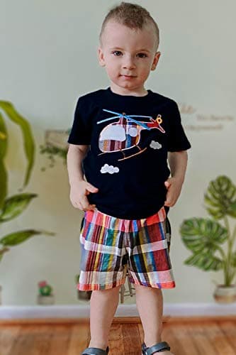 Toddler Boy Summer Clothes,Cotton Navy Airplane Short Sleeve T-shirt and Short Outfit Set 5t - Image 3