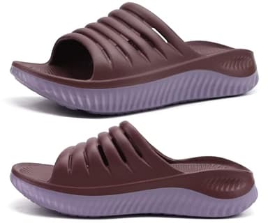 KuaiLu Womens Recovery Sandals Comfortable Plantar Fasciitis Arch Support Ladies Orthopedic Open Toe Slip On Running Sport Walking Slides Thick Athletic Cushion Slippers Summer Sliders Brown Size 9 - Image 1