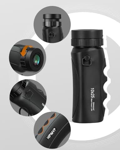 IPX7 Waterproof Powerful 10x25 Pocket Mini Monocular Telescope for Hunting,BAK4 Prism FMC Lens Monoculars for Kids Adults Bird Watching Hiking Camping Wildlife - Image 4