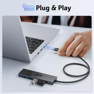 Acer USB Hub 4 Ports, Multiple USB 3.0 Hub, USBA Splitter for Laptop with Type C Power Port, Extender for A Port Laptop, PC, Desktop and More (2ft) - Image 4