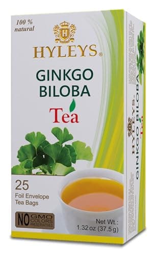 Hyleys Ginkgo Biloba Green Tea – Brain Support Blend with Citrus – 100% Natural, Gluten-Free, Non-GMO, Memory & Focus Tea – 25 Tea Bags - Image 1
