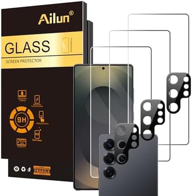 Ailun Glass Screen Protector for Galaxy S25 Ultra [6.9 Inch] 3Pack + 3Pack Camera Lens Tempered Glass Fingerprint Unlock 0.25mm Ultra Clear Anti-Scratch Case Friendly [Not For S25/S25 Plus/S25 Edge - Image 2