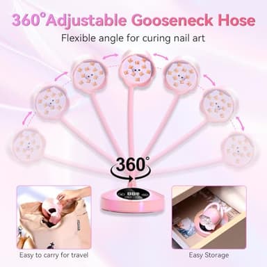 Makartt UV LED Nail Lamp - Mini UV Light for Gel Nails Polish Fast Curing Goosenecks Lamp 30W Rechargeable LED Nail Light Nail Dryer with 4 Timers & Auto Sensor for Salon Home DIY Use - Image 6