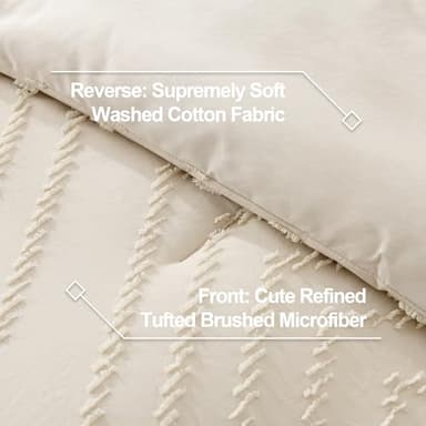 Litanika Oversized King Comforter Set 120x98 Beige, 3 Pieces Chevron Tufted Quilt Bedding Comforter Sets, Fluffy Bed Set - Image 7