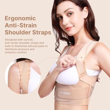 Fit Geno Posture Corrector for Women Invisilite: Invisible Lightweight Back Brace for Neck Shoulder & Upper Back Pain Relief - Improve Posture Correct Hunchback Slouching Under Clothes Medium - Image 4