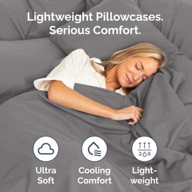 King Pillow Cases Set of 2 - Ultra Soft Hotel Quality Pillowcase Covers - Comfy, Cozy & Wrinkle Free - Shrinkage, Stain & Fade Resistant - Machine Washable Pillow Protectors - 2 Piece Set - Dark Grey - Image 3