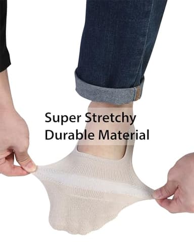 Pro Mountain No Show Socks Women Wide Toe Box For Health Y Heel Forefoot Size M Beige 4 Pack Cotton Cushion Footies Loafer Sneakers US Shoe 8-10 - Image 3