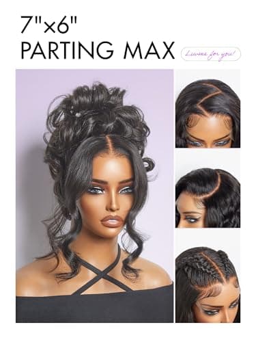 LUVME HAIR All-Day Comfort Real Glueless 7x6 HD Lace Wig 200% Density Hair PartingMax Lace Wigs Loose Body Wave Lace Front Wigs Human Hair Pre Cut Plucked Lace Frontal16 Inches Natural Black Color - Image 8