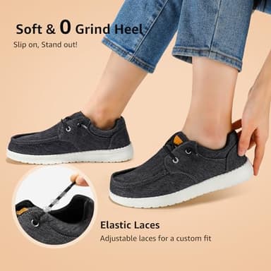 STQ Women Slip on Loafers Plantar Fasciitis Relief Lightweight Orthopedic Comfy Sneakers Charcoal Grey Black US 9 - Image 6