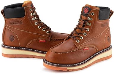 SUREWAY 6” Mens Heavy Duty Soft Toe Work Boots/Shoes for Men,Goodyear Welt,Comfortable & Durable,Oil/Slip Resistant,Full Grain Leather,EH Safety,Wedge Moc Toe Industrial Construction Boots/Shoes - Image 5