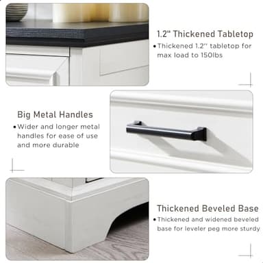 ACCOHOHO 6 Drawer Dresser, Farmhouse Chest of Drawers for Bedroom, 44" Tall Dresser with Large Metal Handles, Wood Drawer Organizer for Living Room, Hallway, Closet - White - Image 5