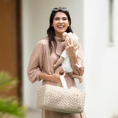 LUKJOJO Luxurious Baby Diaper Caddy, Nursery Storage Basket for Newborn Essentials, Travel Baby Basket for Diapers Baby Wipes, Organizer Tote Bag Storage Bin, Baby Shower Gifts(Beige) - Image 2