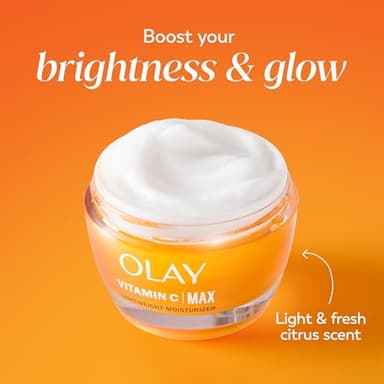 Olay Vitamin C MAX Face Moisturizer, Brightening Cream for Women, Hydrating, Evens Tone, Dark Spot & Hyperpigmentation Reduction, Glowing Skin Care - Niaciniamide, Peptides 1.7 Oz - Image 7