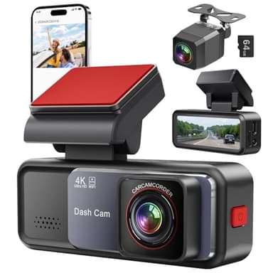 Dash Cam, 4K+2K Full HD Dash Cam Front and Rear, Dash Camera for Cars with Built-in 5GWiFi, 3.2” IPS Screen Dashcam, with 64GB Card, Night Vision, Loop Recording, G-Sensor, Parking Mode - Image 1