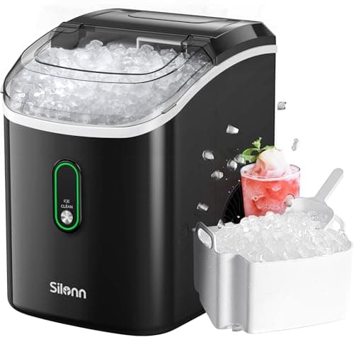 Silonn Nugget Ice Maker Countertop, Portable Pellet Ice Machine with Self-Cleaning Function, Sonic Ice Maker Produces 33lbs of Chewable Ice in 24 Hours, Ideal for Home Kitchen and Office, Black - Image 1
