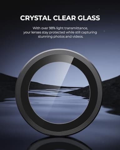 Upcommon UARMOR Camera Lens Protector Compatible with [ iPhone 17, 16 & 16 Plus ] 9H Tempered Glass & Aluminum Cover, HD Clear, Easy Installation Kit - Silver Glitter - Image 6