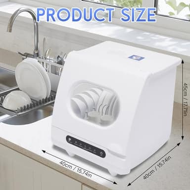 JLYNOWPT Countertop Dishwasher Portable Dishwasher with 5L Built-In Water Tank Mini Dish Washer with 5 Washing Programs and 360° Dual Spray for Small Apartments and Rvs - Image 2