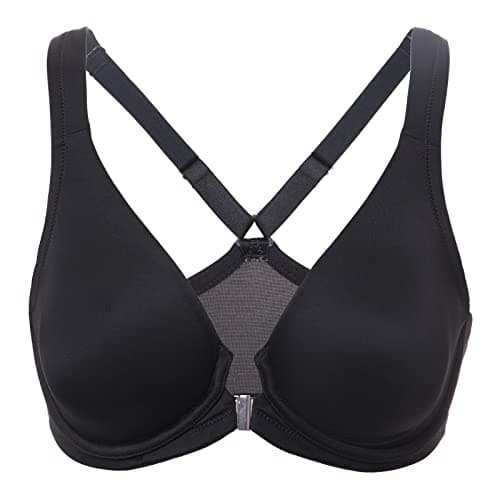 DELIMIRA Women's Front Closure Racerback Bras Plunge Unlined Underwire Full Coverage Seamless Bra B-H Cups Black 44DD - Image 1