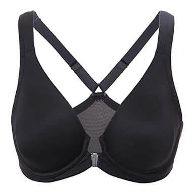 DELIMIRA Women's Front Closure Racerback Bras Plunge Unlined Underwire Full Coverage Seamless Bra B-H Cups Black 44DD - Image 1