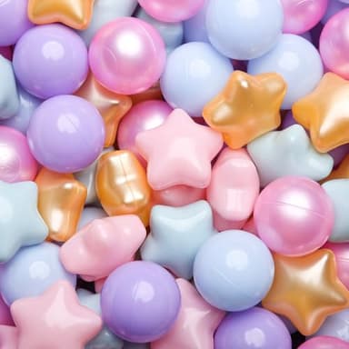 TRENDPLAY Star Ball Pit Balls 200 for Toddlers - Purple Ball Pit Ball Shapes for Boys Girls Fun, Birthday Party, Christmas Decoration, Pearl Mermaid Colors - Image 1