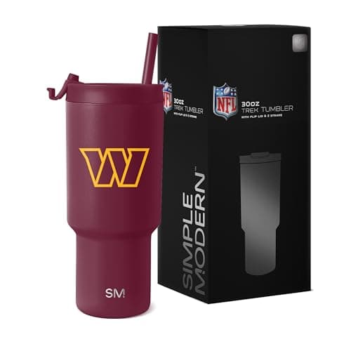 Simple Modern Officially Licensed NFL Washington Commanders 30oz Tumbler with Flip Lid and Straws | Insulated Cup Stainless Steel | Gifts for Men Women | Trek Collection | Washington Commanders - Image 1