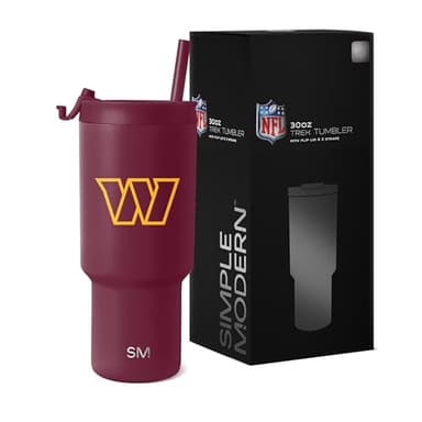Simple Modern Officially Licensed NFL Washington Commanders 30oz Tumbler with Flip Lid and Straws | Insulated Cup Stainless Steel | Gifts for Men Women | Trek Collection | Washington Commanders - Image 1