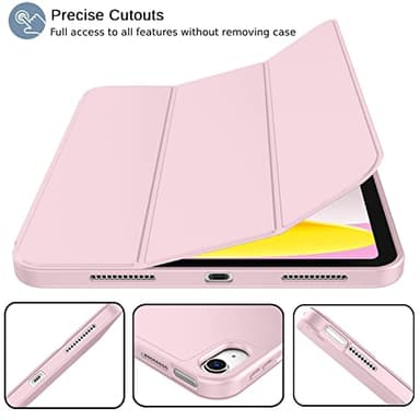 iMieet iPad (A16) Case/iPad 10th Generation Case [11-Inch 2025/10.9 Inch 2022] with Pencil Holder, Trifold Stand Smart Cover with Soft TPU Back,Auto Wake/Sleep(Pink) - Image 2