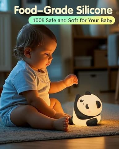 Panda Night Light, Rechargeable 3 Level Dimmable LED Squishy Nursery Nightlight, Food Grade Silicone Animal Night Lamps Cute Bedside Touch Lamp for Breastfeeding Toddler Baby Kids Gifts Decor - Image 5