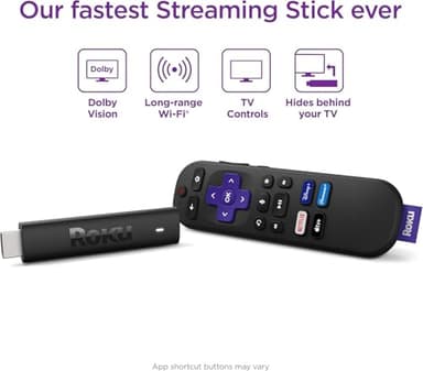 Roku Streaming Stick 4K - HDR & D. Vision Roku Streaming Device for TV with Voice Remote & Long-Range Wi-Fi - Free & Live TV (Renewed) - Image 2