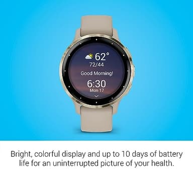 Garmin Venu 3S Soft Gold Stainless Steel Bezel 1.2-Inch AMOLED Touchscreen Display Smart Watch with 41mm French Gray Case and Silicone Band - Image 3
