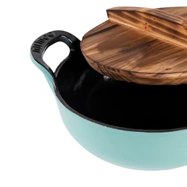 AILIBOO 2 QT Black Enameled Cast Iron Dutch Oven，Iron Biryani Pot，Le Creuset，Instant Pot Bakeware Sets, Casserole Dishes for Oven -Gradient Blue - Image 8