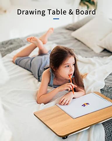 Ruxury Folding Lap Desk Laptop Stand Bed Desk Table Tray, Breakfast Serving Tray, Portable & Lightweight Mini Table for Sofa Couch Floor - Wood - Image 6