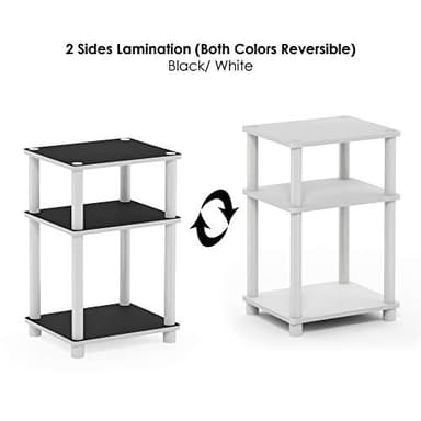 Furinno Just 3-Tier Turn-N-Tube End Table / Side Table / Night Stand / Bedside Table with Plastic Poles, 2-Pack, White/White - Image 7