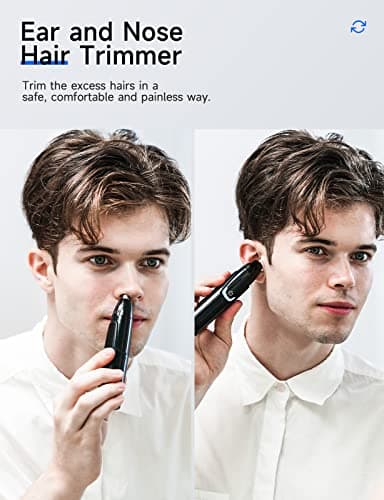 Rechargeable Ear and Nose Hair Trimmer - 2025 Professional Painless Eyebrow & Facial Hair Trimmer for Men Women, Powerful Motor and Dual-Edge Blades for Smoother Cutting Black - Image 3
