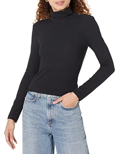 Amazon Essentials Women's Slim-Fit Layering Long Sleeve Knit Rib Turtleneck Top (Available in Plus Size), Pack of 2, Black, XX-Large - Image 2