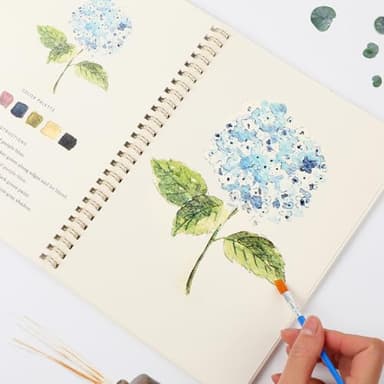 Watercolor Workbooks - Flowers, Beginner-Friendly Watercolor Workbooks, 12 Colors Water color Book Paint Set with Paint Brush - Image 2