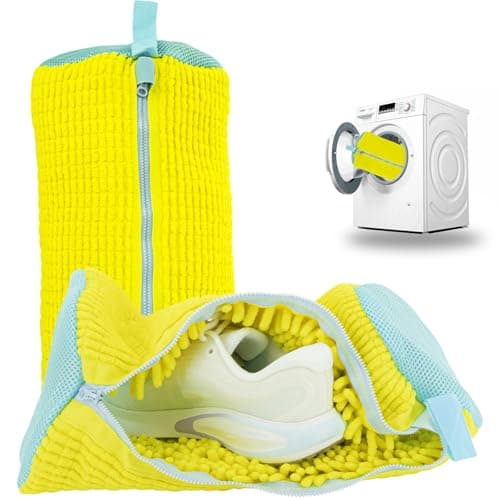 2PCS Shoe Washing Machine Bgs,Laundry Shoe Bags for Washer and Dryer, Reusable and Durable Zipper Sneaker Shoe Washing Bag, Tennis Shoe Cleaning Bag for All Shoe Types (Yellow) - Image 1