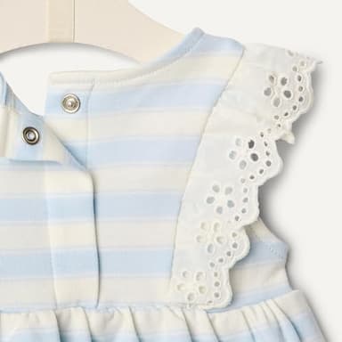 Amazon Essentials x Sofia Grainge Baby Girls' Eyelet Short & Top Set, Pale Blue Bold Stripe, 3-6 Months - Image 4