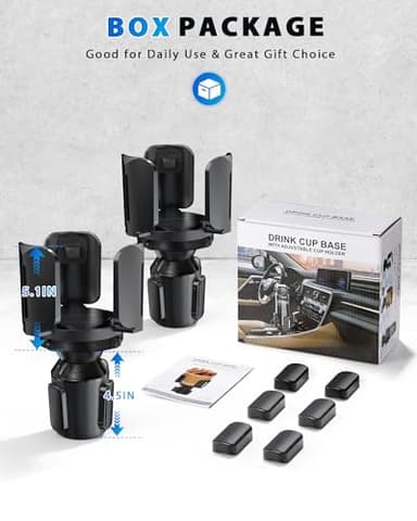 IPOW 2Pack Car Cup Holder Expander with Adjustable Holder & Base, Compatible with Yeti Ramblers, Hydro Flasks Most Coffee Mugs Bottles & Cups - Image 9