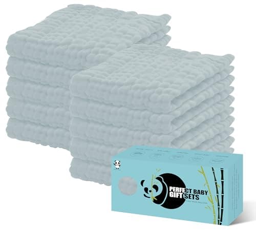HIPHOP PANDA 10 Pack 6-Layers Muslin Burp Cloths Large - Durable 100% Cotton - Baby Essentials Extra Absorbent and Soft Boys & Girls Rags for Newborn Registry (Slate, 20" X10") - Image 1