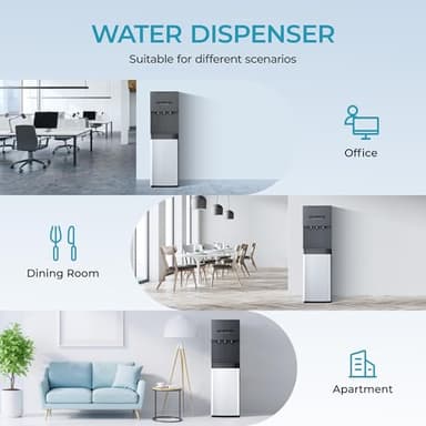 EUHOMY Bottom Loading Water Cooler Dispenser for 5 Gallon Bottle, 3 Temperature Settings – Cold, Warm & Hot, with Child Lock, LED Display Light, Water Cooler for Home, Office, Apartment, Black - Image 7