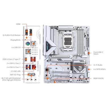 GIGABYTE B850 Eagle WIFI7 ICE AMD AM5 LGA 1718 Motherboard, ATX, DDR5, 3X M.2, PCIe 5.0, USB-C, WIFI7, 2.5GbE LAN, EZ-Latch - Image 5